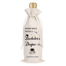Wxiben Graduation Gifts Wine Bag - Bachelors Degree Gifts for Women Man Pairs Well With A Master's Degree Wine Bottle Bag Graduation Party Decoration Graduate Gift for Her Him College Friends