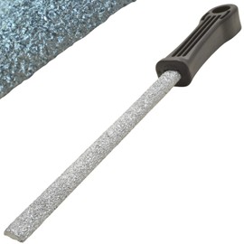 Tile File Tungsten Carbide Grit Edge File Medium Grit 6" Half Round Blade, 4 inch Molded Handle. Trim Ceramic Tile Marble Cement Drywall Cast Iron Black