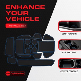 CupHolderHero fits Toyota RAV4 Accessories 2019-2024 Premium Custom Interior Non-Slip Anti Dust Cup Holder Inserts, Center Console Liner Mats, Door Pocket Liners 15pc Set (Blue Trim)