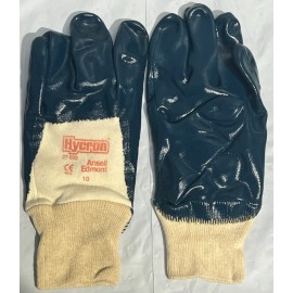 Ansell 12- CHEMICAL RESISTANT FULLY NITRILE COATED PROTECTIVE SAFETY WORK GLOVES LARGE