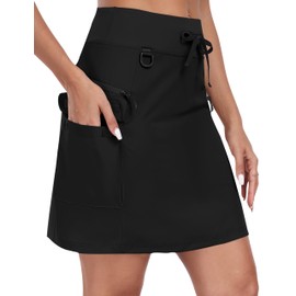 MoFiz Women's Athletic Skorts High Waisted Skirts for Women Golf Dressy Casual Workout Sport Skirt with Liner Black