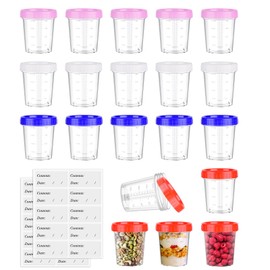 Mispudin Pack of 20 Food Storage Containers with Lids Small, Reusable Small Containers with Lids Plastic 120 ml, Small Containers with Lid and Date Stickers for Dishwasher Safe Freezer Safe