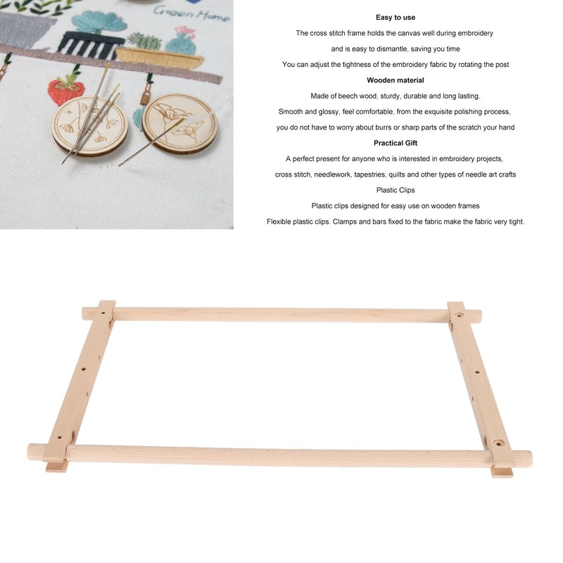 Cross Stitch Frame Rectangular Removable Wood Needlework Stretcher Frame Quilting