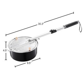 Campfire Popcorn Popper - Old Fashioned Popcorn Maker with Telescoping Handle - Camping Gear by Great Northern Popcorn (Black)
