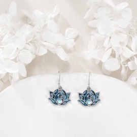 DAYLINLOVE Lotus Flower Earrings 925 Sterling Sliver Abalone Shell Lotus Flower Dangle Earrings Lotus Flower Jewellery Gifts For Women