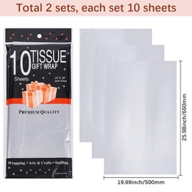 SOFPLATE 20 Sheets 26 x 19.7in Silver Tissue Paper Silver Packaging Paper Large Rectangle Shredded Fill Pack Bag Box Bulk Gift Wrapping for Birthday Wedding Party Favor Decor DIY Crafts Flower Bouquet