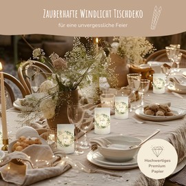 MeinBaby123® Tea Light Table Decoration Christening - Pack of 10 Decoration for Girls and Boys, Eucalyptus Green, Tea Light (Doves)