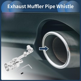 INFINAUTO Turbo Sound Muffler Pipe Whistle, Rear Tailpipe L Car Motorcycle Roar Maker Aluminum Silver Tone, 1 Set