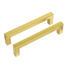Haidms 30 Pack | 5 Inch Gold Cabinet Handles Brushed Gold Drawer Pulls Stainless Steel Cabinet Hardware Square Bar Modern Cabinet Handles for Kitchen Bathroom Cupboard