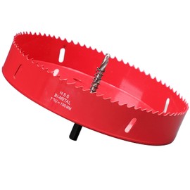 Hole Saw 7 1/2 Inch, 32 mm Cutting Depth HSS Bi-Metal Hole Saw for Cutting Wood, Plastic, Drywall, Plasterboard and Soft Metal Sheet, Red