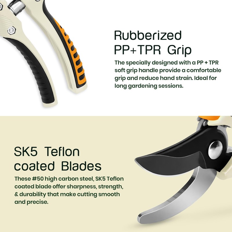 Aluminium Secateurs with SK5 Blade – Heavy Duty Ergonomic Garden