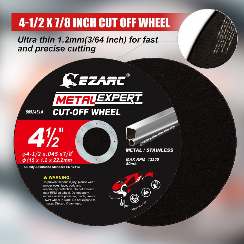 EZARC Cut Off Wheel 25 Pack, 4.5" x .045" x