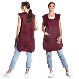 ZOLLNER Throw Apron – Durable Front Tie – Universal Size – Mixed Fabric – with Practical Press Studs and Side Pocket – Washable – Oeko Tex® Certified, 524, bordeaux