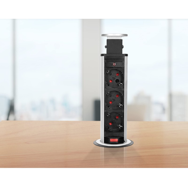 ORNO Retractable 3-Way Power Strip with Cable 1.8 m 3680