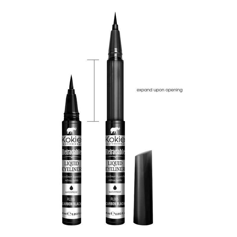 Kokie Retractable Liquid Eyeliner, Pointed Felt Tip, Waterproof & Smudge