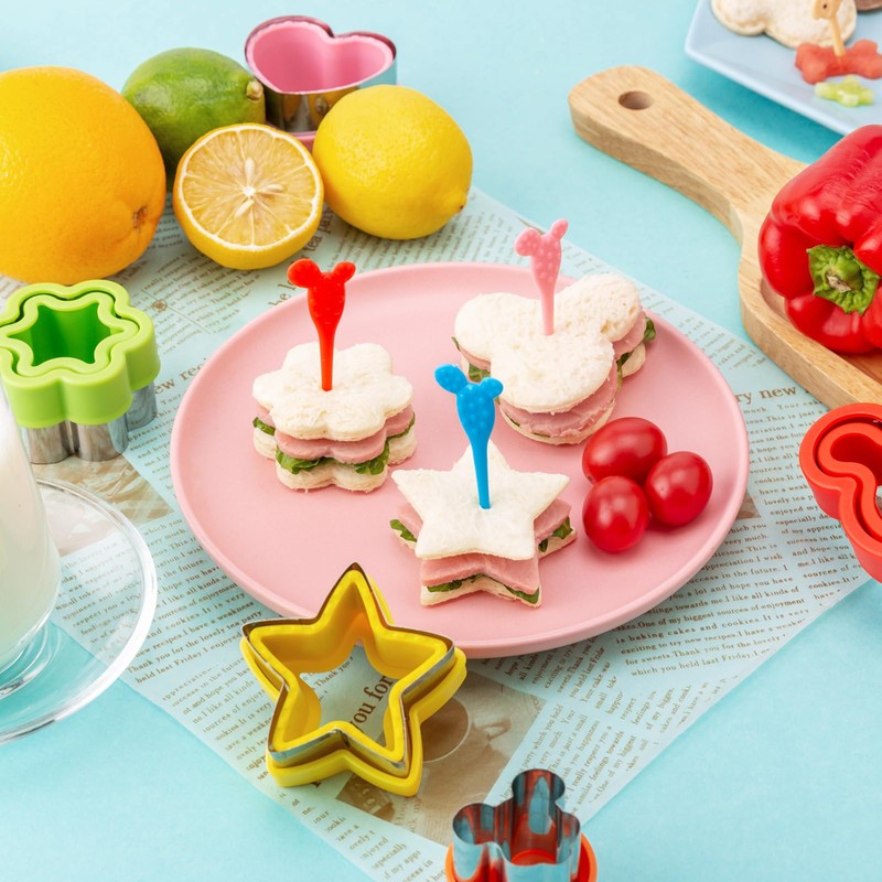 Nifogo Cookie Cutters Children's Bread and Vegetables 48 Pieces, Mickey