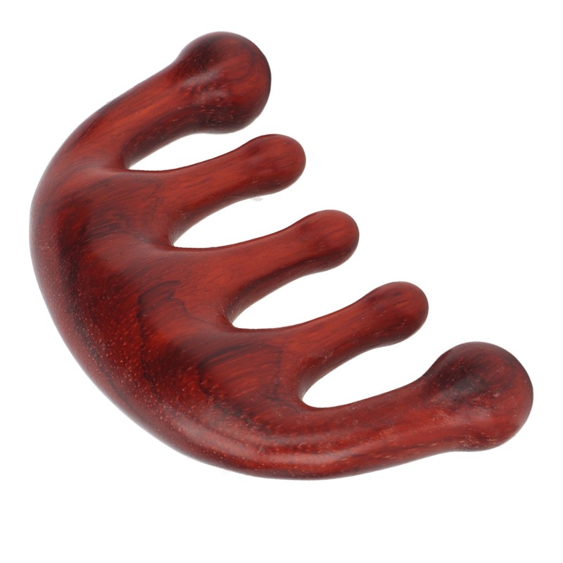 Scalping Massage Comb 5 Teeth Sandalwood Gua Sha Handheld Portable