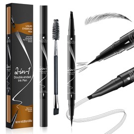 Eyebrow Pencil Waterproof Eyebrow Pencil 2-in-1 Dual-Ended Eyebrow Pencil (Black)