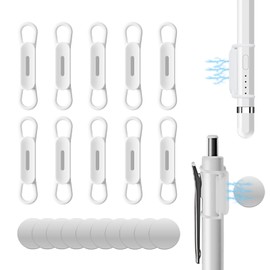 DGMDGS 10 Pack Magnetic Pen Holder for Refrigerator, Adjustable Pen Pencil Holders, Silicone Flexibl Pencil Holder for Whiteboards, Desk, Clipboard(White)