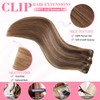 Clip in Hair Extensions Real Human Hair, Seamless Balayage Human
