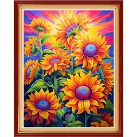 Findvoor Stamped Cross Stitch Kits for Beginner Embroidery Kits for Beginners Adults DIY 11CT Cross Stitch Patterns Needlepoint Kits Crossstitching Kits-Magic Sunflower 16x20 inch