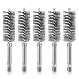 ASNOMY 5Pcs 3/4" Stainless Steel Bore Brush,Wire Brush Bore Cleaning Brush Set for Power Drill Cleaning, Abrasive Wire Brush Stainless Steel Brush with 1/4" Hex Shank