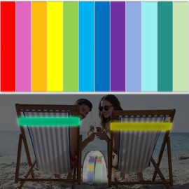 Tessco 12 Pack Towel Band for Beach Chairs Pool Chairs & Cruise Ship Essentials Elastic Windproof Beach Towel Clips Gifts for Lounge Pool Seaside Travel(16 x 2 in,Luminous Style)