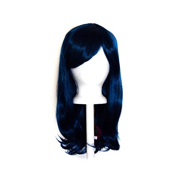 Anne - Navy Blue Wig 20'' Shoulder Length Wavy Cut with Long Bangs