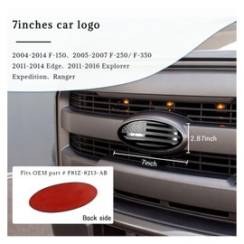 Suvnie Front Grille US Flag Emblem, 7 Inch Oval Rear Tailgate Decal Badge Nameplate, Central Mesh Cover Label Sticker Overlay Replacement Compatible with F150 F250 F350 and More (7'', Black)