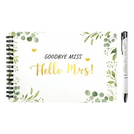 Hen Party Accessories Guest Book & Pen Set, Hen Do Keepsake, Eucalyptus Letters to The Bride Book, Bridal Shower Memory Scrapbook & Elegant Celebration Gift