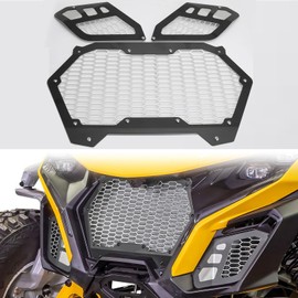 RUNNING PANTHER Aluminum Front Grille 3 Piece Kit for Can Am Maverick R, New Premium Billet Front Bumper Mesh Grill for CAN-AM MAVERICK R 2024+ All Models Accessories