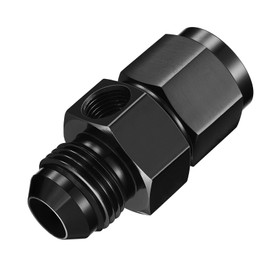 SYKRSS 6AN Male Flare to 6AN Female Swivel with 1/8" NPT Female Sensor Port Fuel Pressure Take Off Fitting Adapter Aluminum