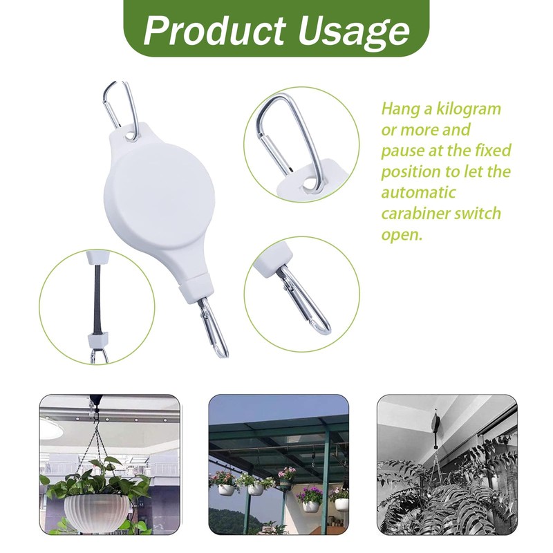 BSITSSS 2 Pcs Hanging Basket Pulley, Retractable Hanging Basket Pulley,