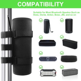 VHBW Portable Speaker Mount for Most Bluetooth Speakers, Adjustable Strap Bike Speaker Holder Speaker Attachment for Bike Golf Cart Boat ATV Moto