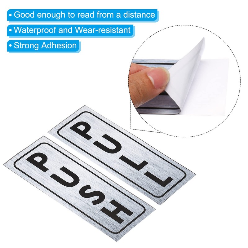 PATIKIL Push Pull Door Sign, 2 Set 2"x5" PVC Self-Adhesive