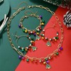 YTDYTD Christmas Tree Bell Jewelry Set, Colorful Necklace Bracelet Earrings
