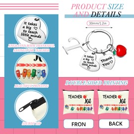 MTLEE Teacher Appreciation Gift for Women Teacher Kit Gift with Teacher Makeup Pouch Cosmetic Bag Thank You Teacher Keychain with Initial for Teacher Week and Graduation Gifts(T Shape)