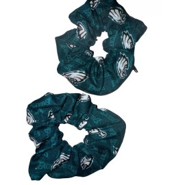 SHOPGALNY Philadelphia Eagles Lg PRINT HAIR ZIPPER SCRUNCHIE Set Of 2 GIFT IDEA, CAMP, GYM