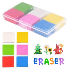 Kneading Eraser Rubber, Pack of 12 Eraser Clay with Plastic Box, 4 x 3.5 cm Eraser Art Eraser, Kneading Gum, Sketching Art for School Supplies, Children (Colourful, Mixed)