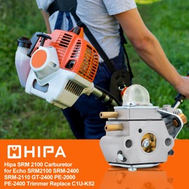 Hipa SRM 2100 Carburetor Compatible with Echo SRM2100 SRM-2400 SRM-2110 SRM-2100SB SRM-2410 GT-2000 GT-2400 PE-2000 PE-2400 PP-1200 Trimmer Replace 12520013317 C1U-K52