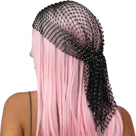 KOLZEMV 20s Gatsby, 1920s Headband Women's Gatsby Hair Chain Exotic Cleopatra Costume Accessories 20s Flapper Flashing Headband (Black)