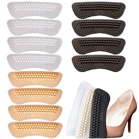 6 Pairs Silicone Heel Grips for Shoes - Anti Slip Gel Pads with Bump Design, Transparent Black Nude, Sticky Adhesive Backing, Universal Fit for Heels Sneakers Boots (Thickness：0.08in)