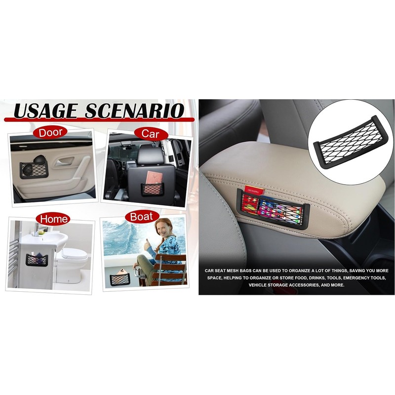 Framed Mesh Net Holder Car Organizer, Seat Side Back Netting