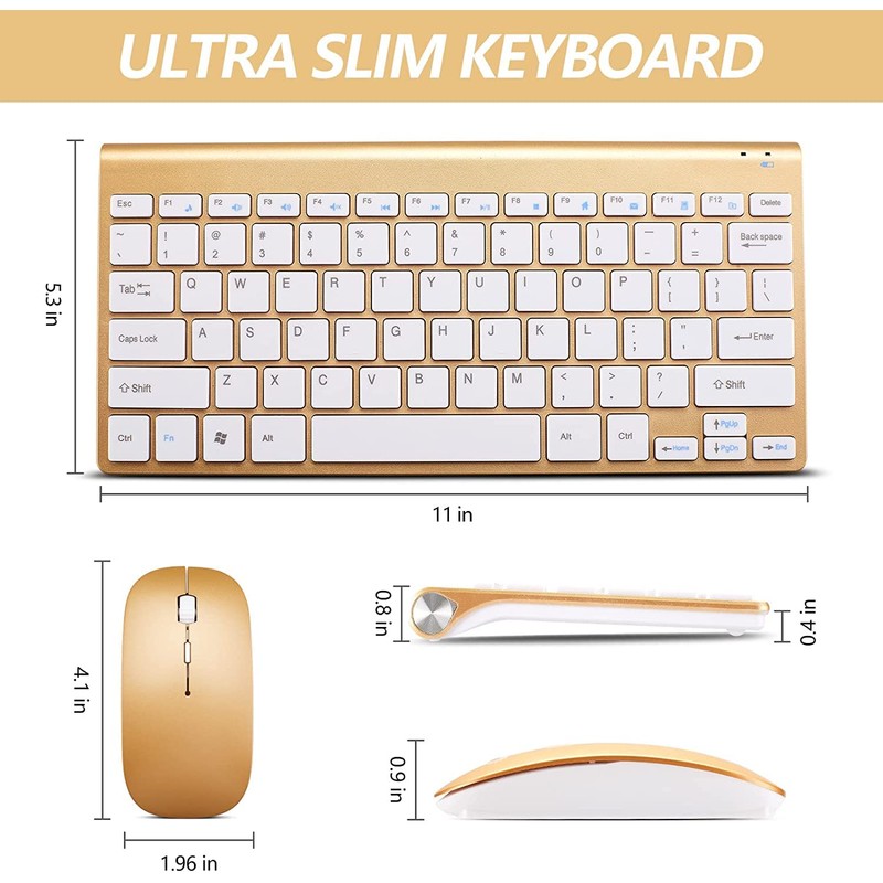 Wireless Keyboard and Mouse Combo, Compact Quiet Wireless Keyboard and