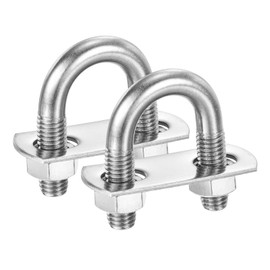 PATIKIL Round U-Bolts, 2 Pcs 0.98"(25mm) Inner Width 56mm Length M10 with Nut Plate Washer 304 Stainless Steel Round Bend U-Bolts for Boat Trailer Axle Sailboat