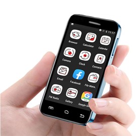 Hipipooo Small Phone 3G Mini Phone Support Nano SIM Card 2.5 Inch 950mAh Android 8.1 Kids Phone 2GB + 16GB (Blue)