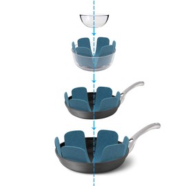 Pan Pot Protectors, Larger & Thicker Felt Pan Protector, Gray/Orange/Cyan Pan Protectors Optional, 3 Different Sizes, 12 Pcs Pot Separator Pads for Protecting and Stacking Your Cookware(Cyan)