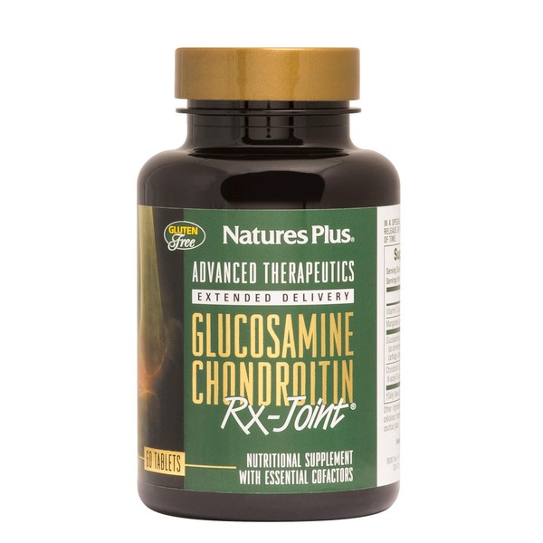NaturesPlus Advanced Therapeutics Glucosamine/Chondroitin Rx Joint, Extended Delivery - 1000 mg Glucosamine, 60 Tablets - Supports Healthy Joint Function - Gluten-Free - 30 Servings