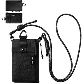 VULKIT Cartera de viaje con bloqueo RFID para hombres y mujeres, resistente al agua para pasaporte y teléfono con cordón desmontable y llavero, portafolios ligera de viaje con cierre