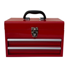 Workington Portable Metal Tool Chest with 2 Drawers, 14" 2-Drawer Tool Chest Cabinet with Ball Bearing Drawer Slides, Steel Tool Storage Box Organizer 4202 Red